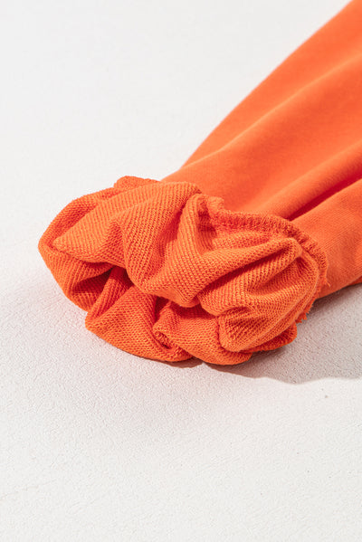 Orange Solid Kangaroo Pocket Half Zipper Oversized Hoodie