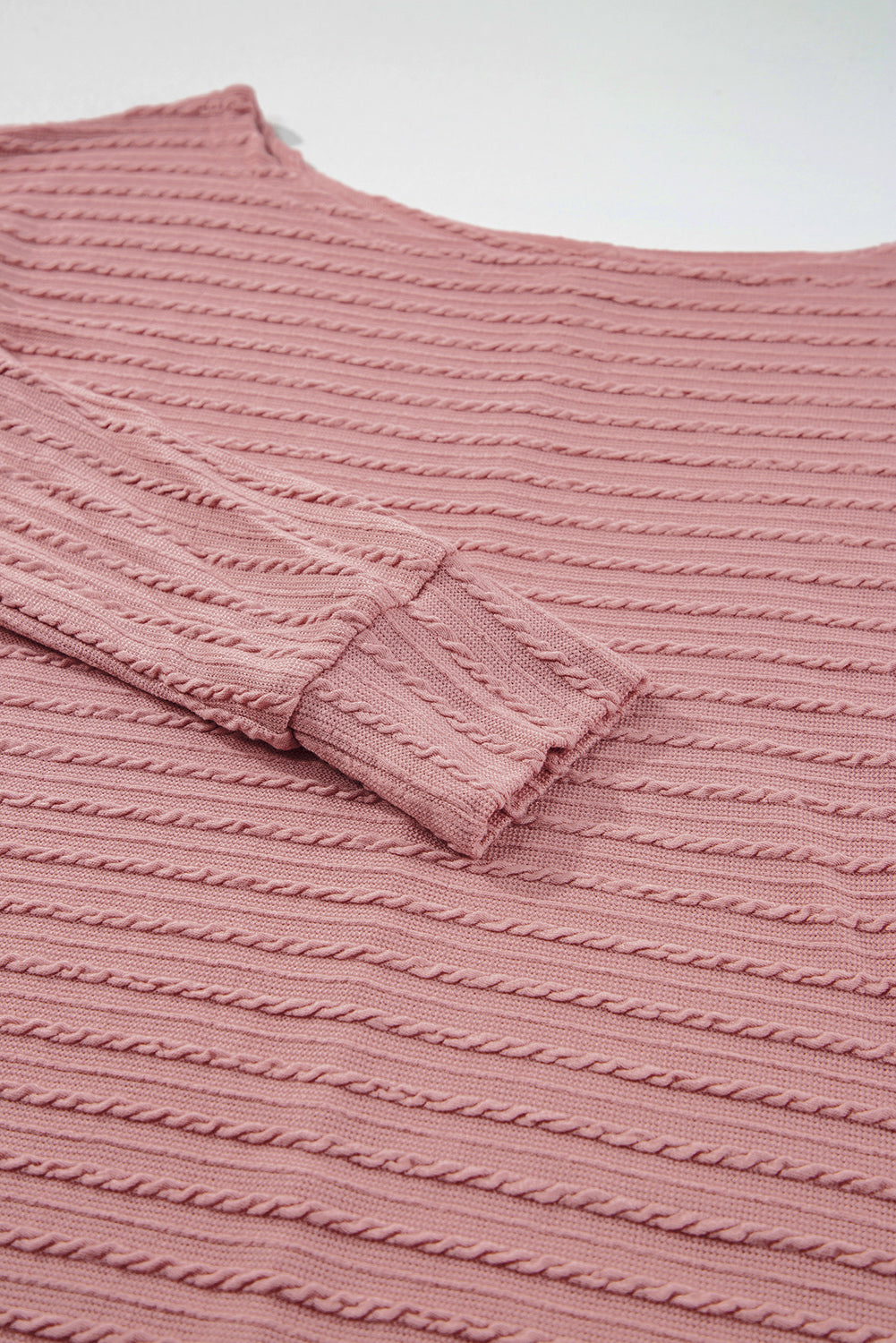 Dusty Pink Textured Knit Long Sleeve Top