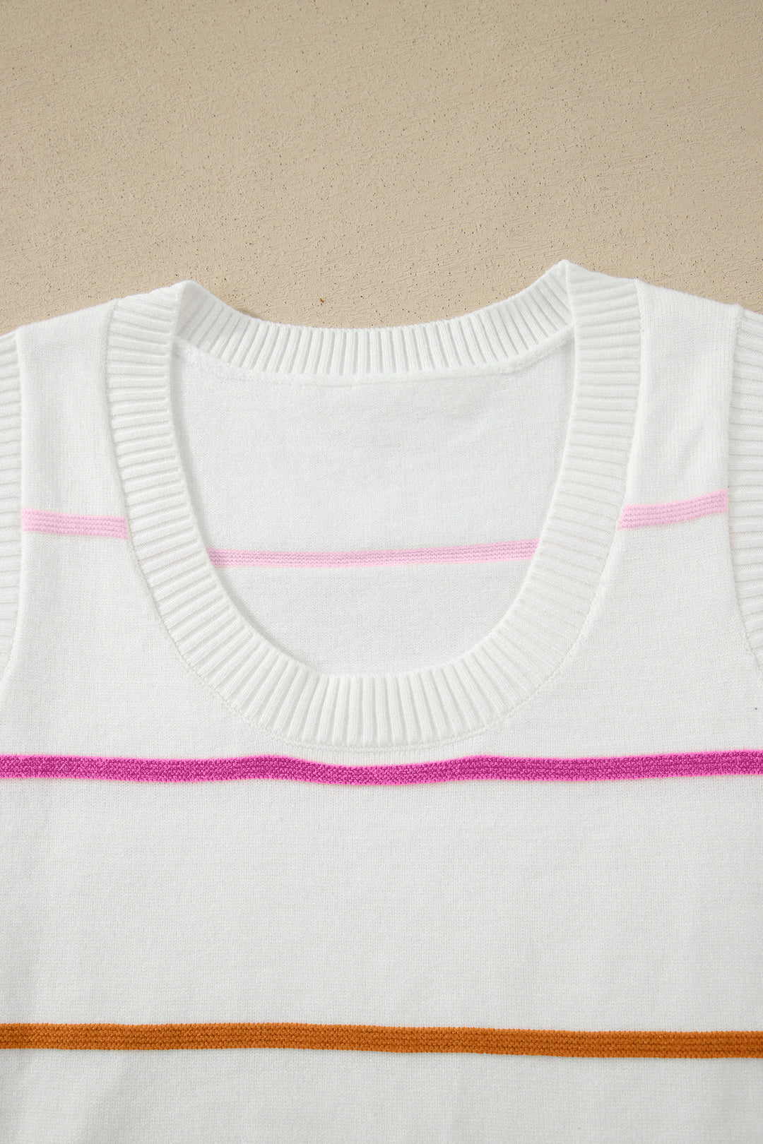 Green Stripe Round Neck Knitted Sweater Tank