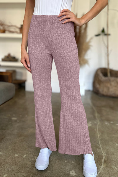 Ribbed High Waist Flare Pants