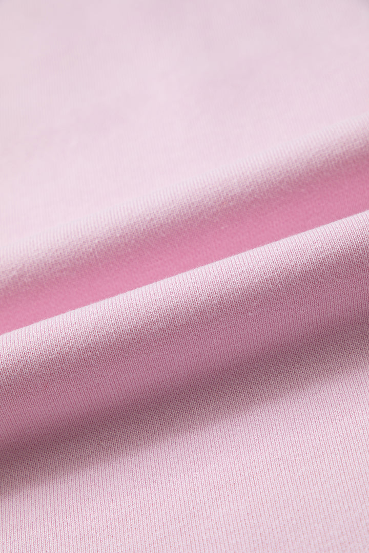 Pink Polka Dot Letter Graphic Colorblock Tunic Sweatshirt