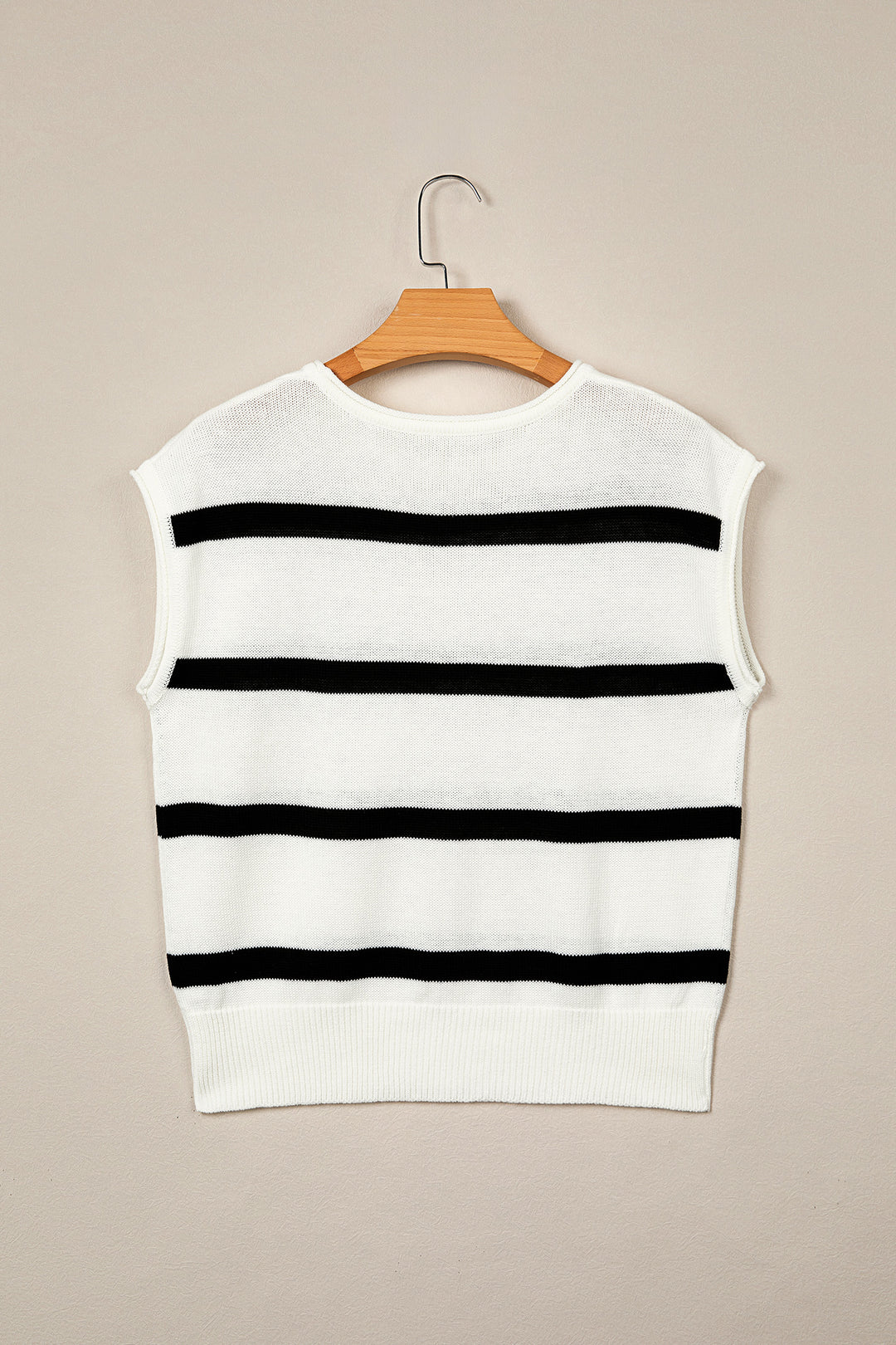 Rose Stripe Knit Western Short Sleeve Sweater