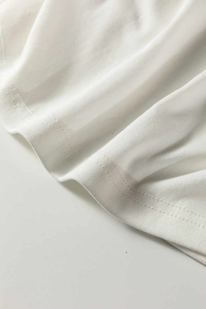 White Floral Lace Patchwork Square Neck Long Sleeve Top