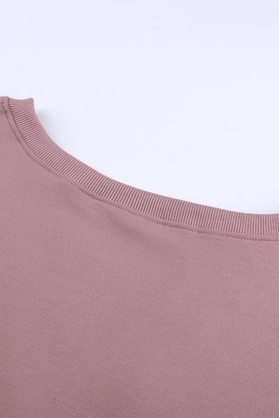 Pink Buttoned V Neck Cotton Loose Fit Top