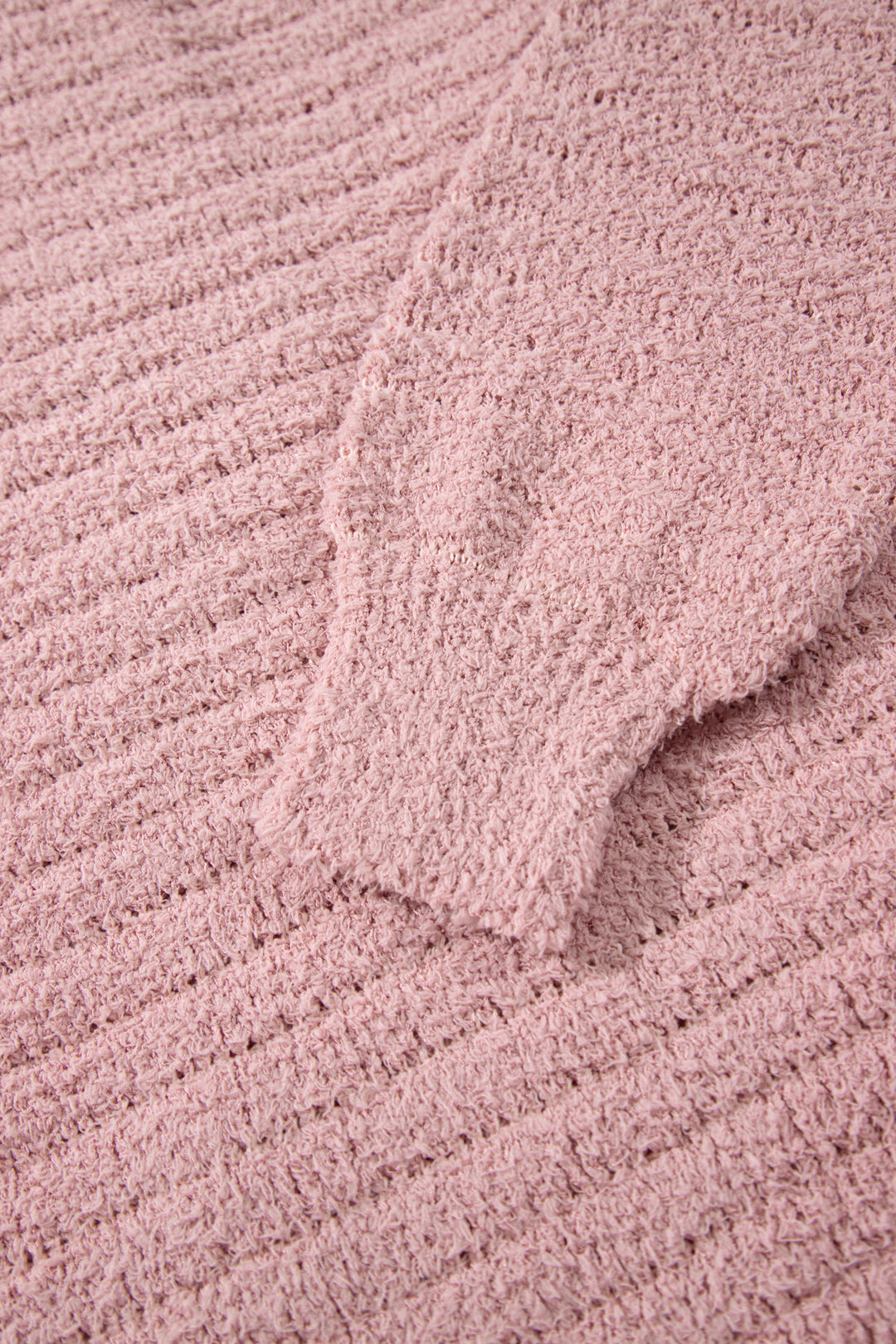 Light Pink Open Front Soft Fuzzy Ribbed Sweater Cardigan