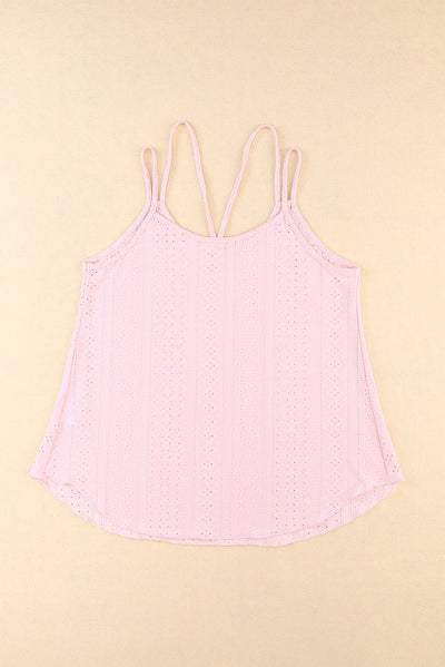 Pink Eyelet Strappy Scoop-Neck Tank Top