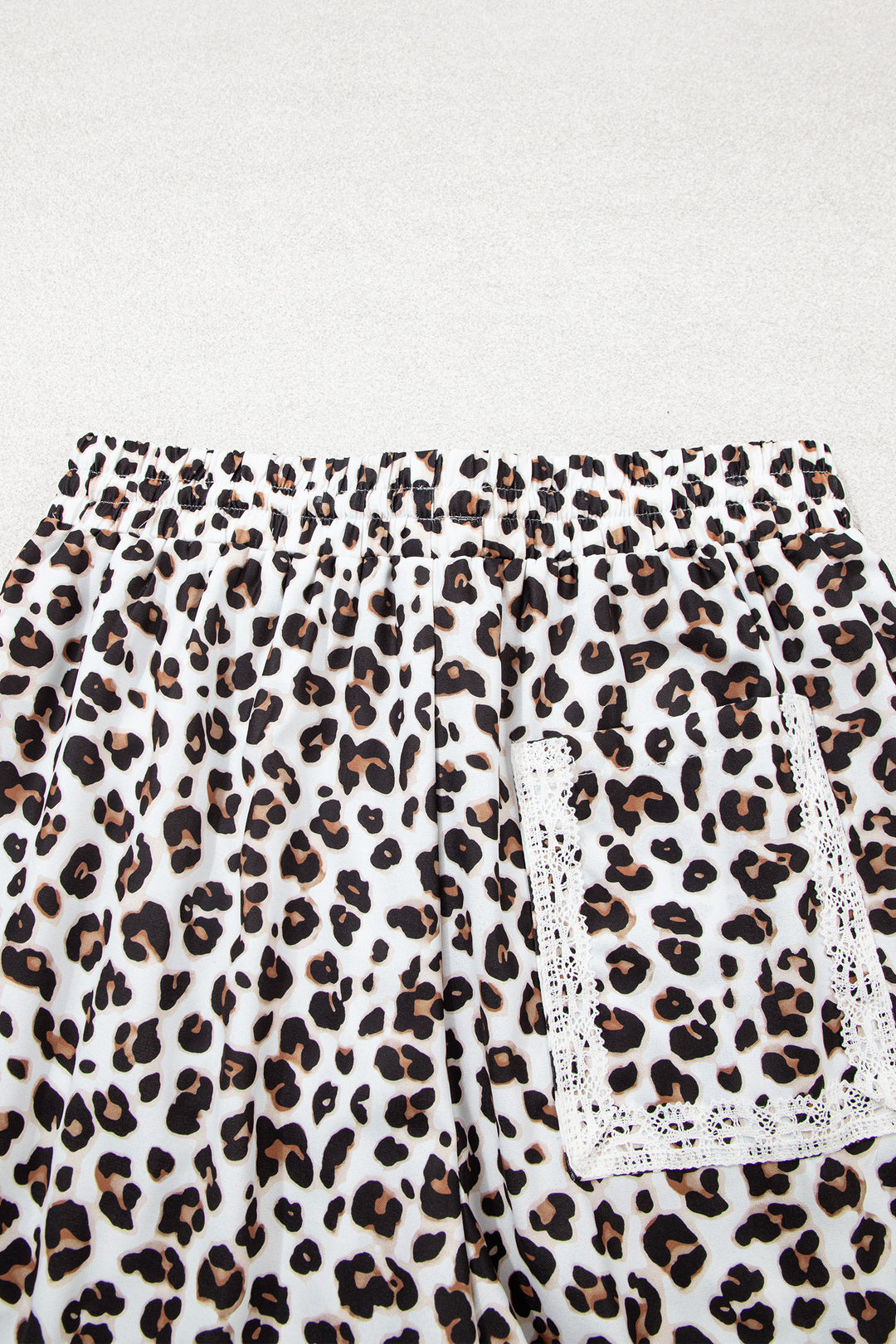 Black Leopard Print Ankle-Length Elastic Waist Pants