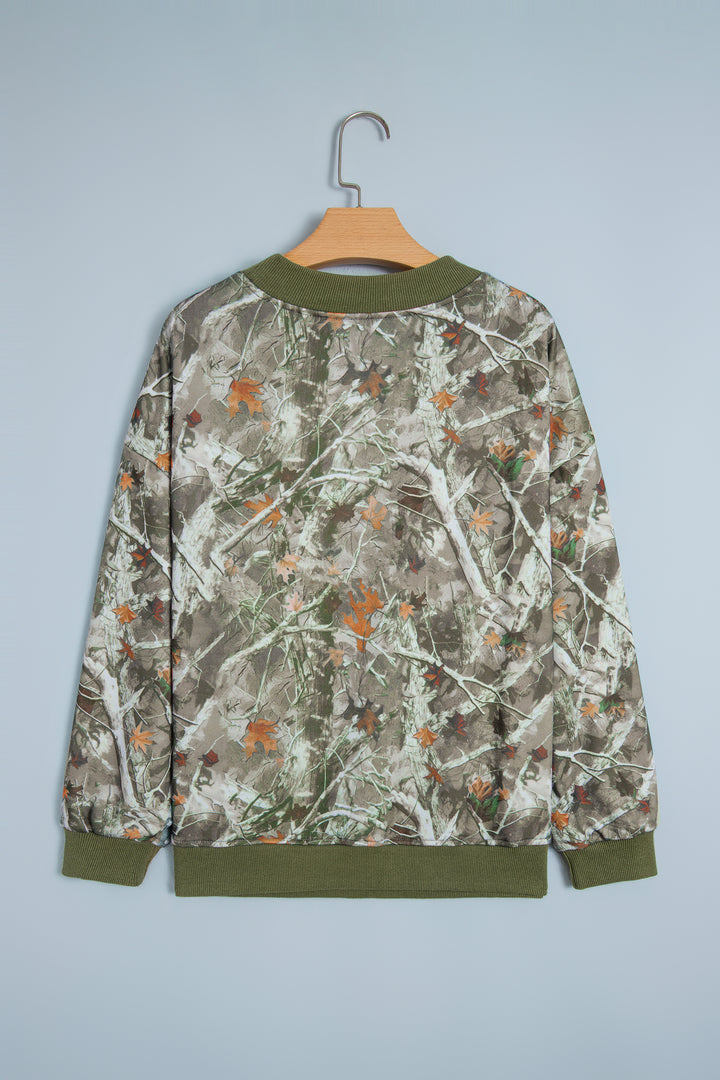 Beige Western Mallard Letter Print Baggy Pullover Sweatshirt