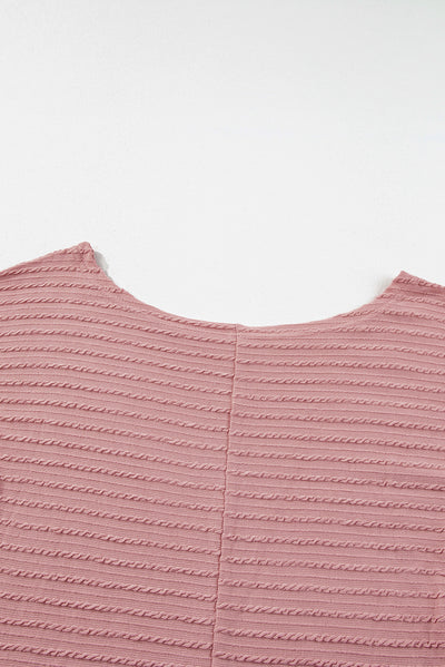 Dusty Pink Textured Knit Long Sleeve Top