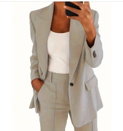 Lapel Blazer &amp; Slim-Fit Trousers Two-Piece Suit – 10 Colors XS–5XL