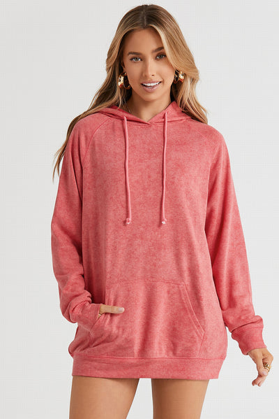 Mineral Wash Kangaroo Pocket Drawstring Pullover Hoodie