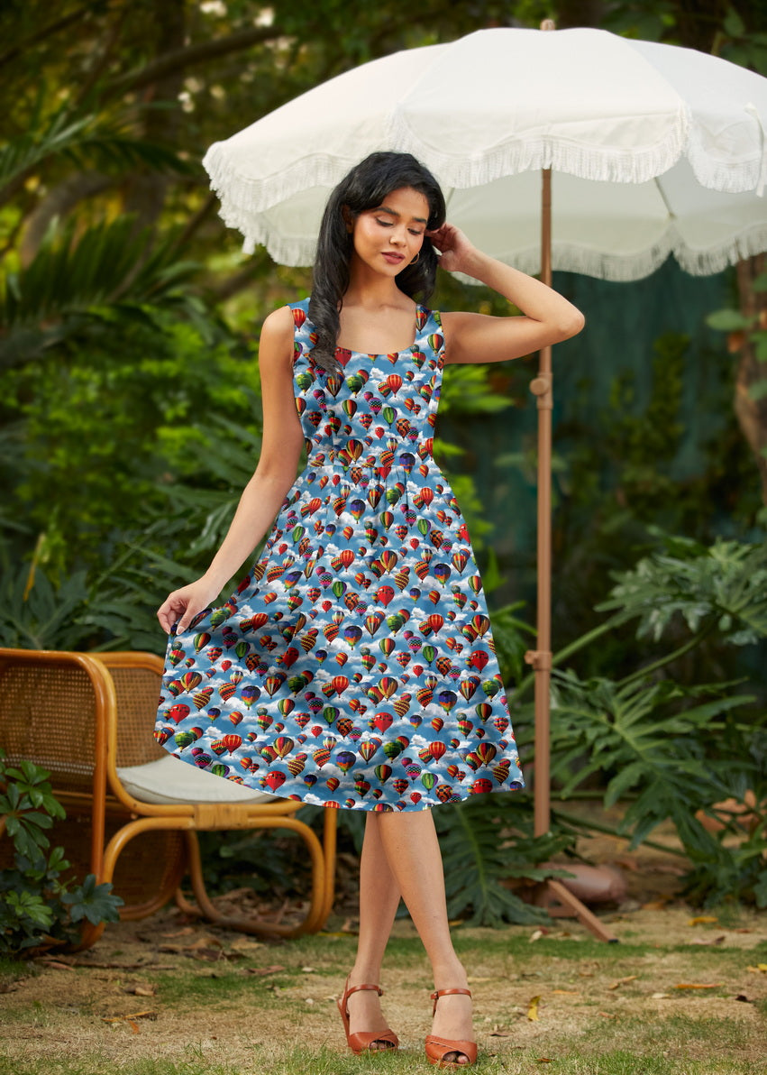 Hot Air Balloons Fit &amp; Flare Dress