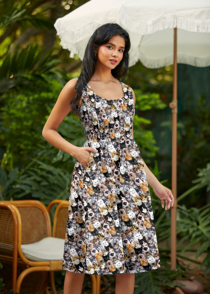 Realistic Cats Fit &amp; Flare Dress
