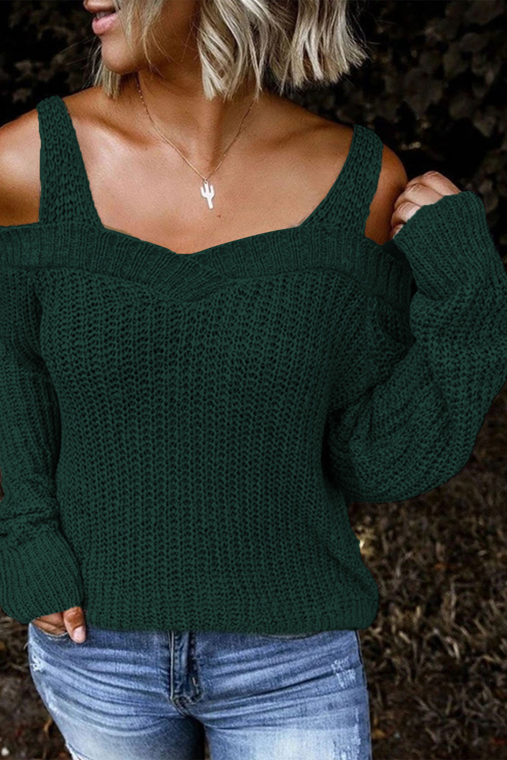 Green Dew Shoulder Juliette Knitted Sweater