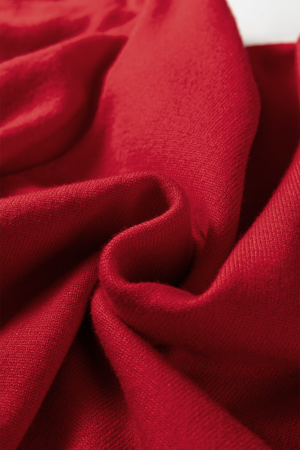 Racing Red Pearl Embellished Double Ruffle Short Sleeve Sweater