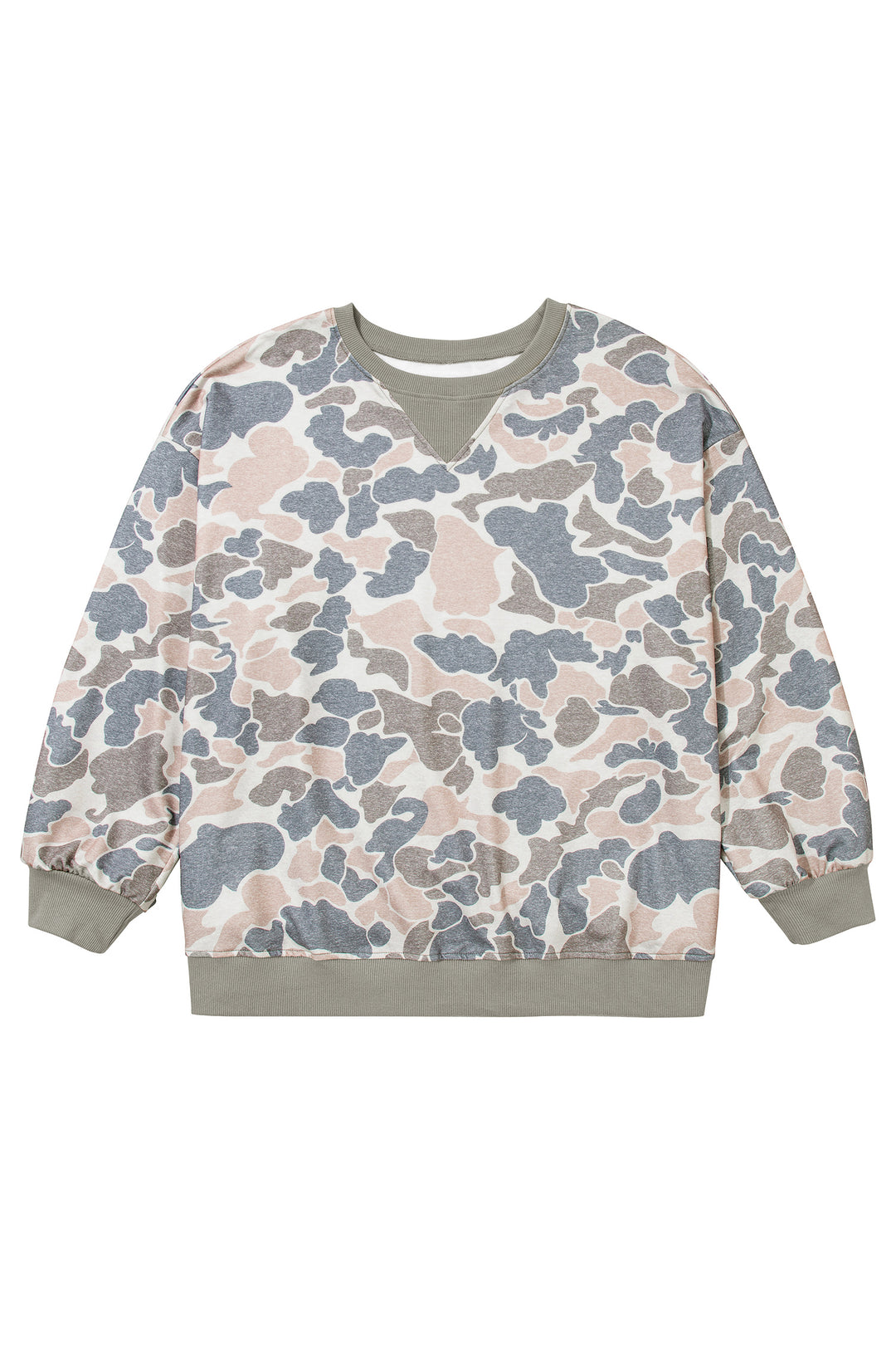 Multicolour Camouflage Print Shift Silhouette Long Sleeve Plus Size Sweatshirt