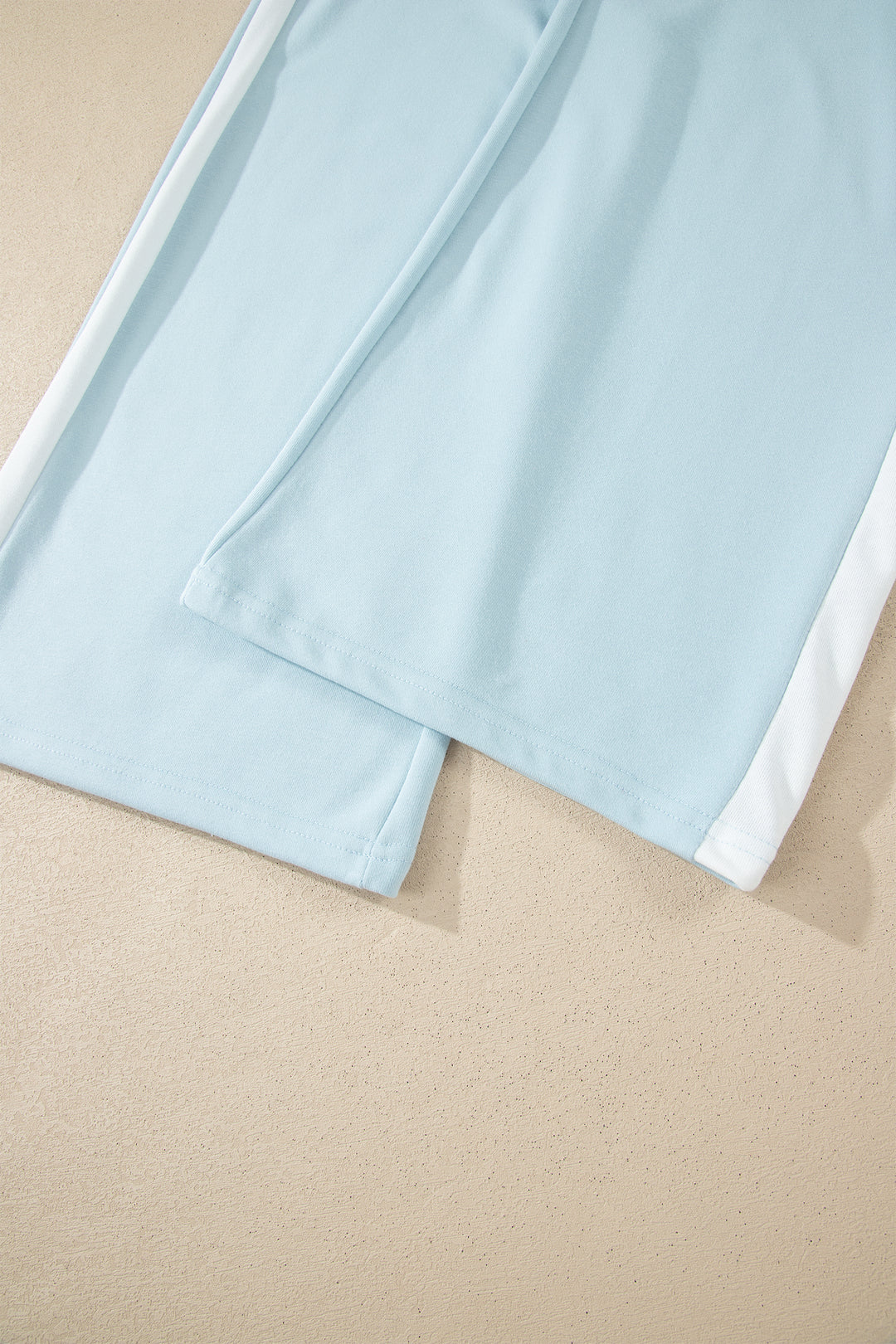 Mist Blue Contrast Trim Round Neck Pocketed Boxy Tank Top Wide Leg Pant Set