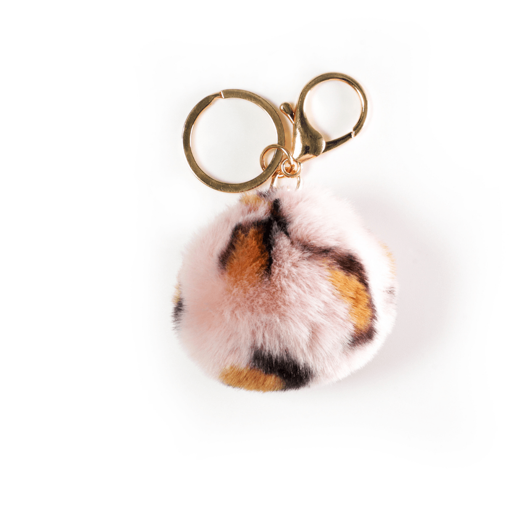 shea leopard pom pom keychain