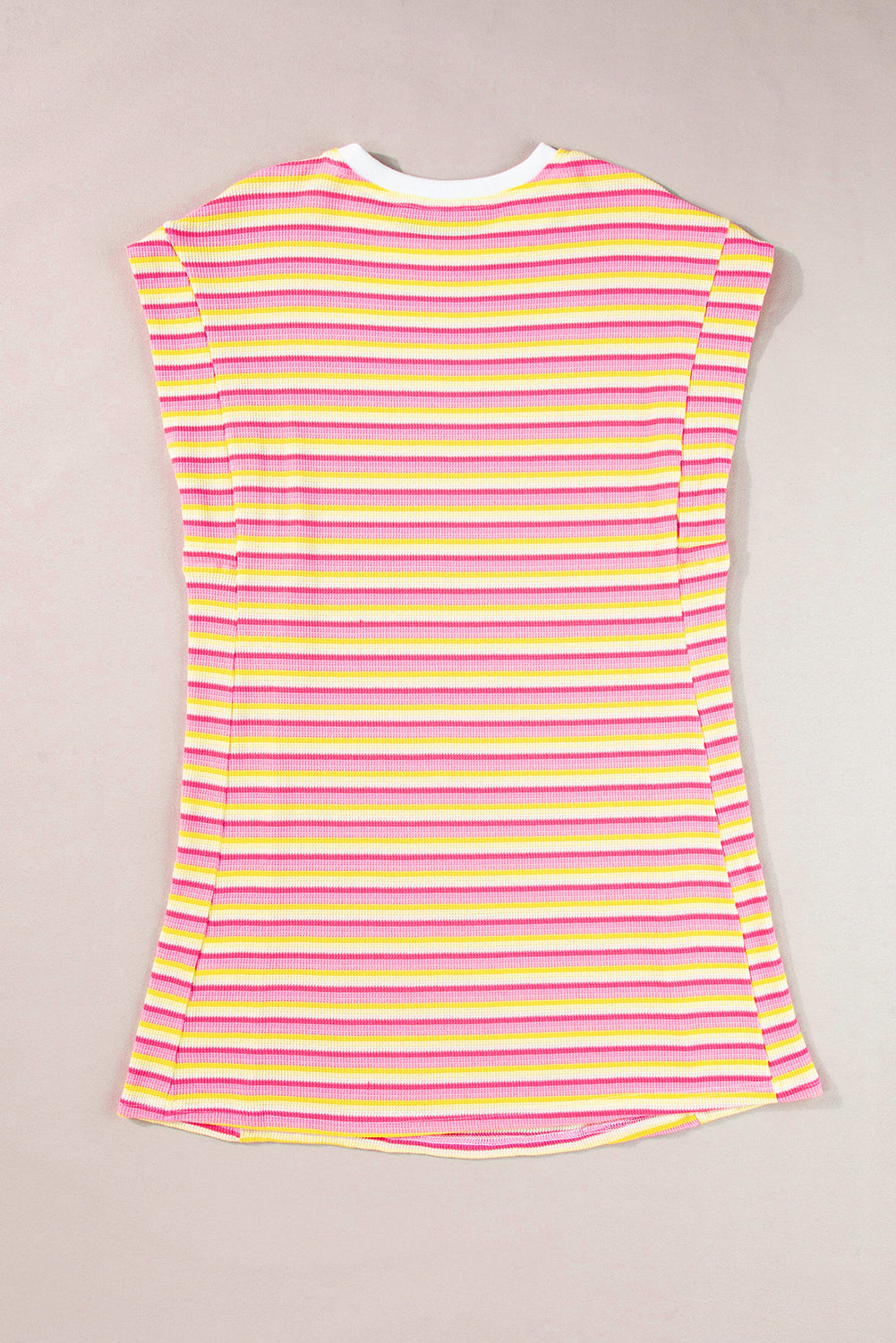 Yellow Stripe Crew Neck T Shirt Dress