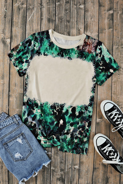 Blank Graphic Leopard Dyed Print T Shirt