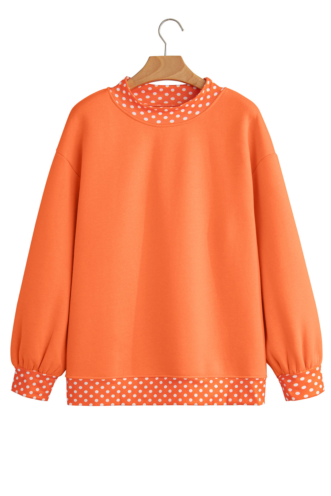 Red Colorblock Polka Dot Contrast Trim Oversized Sweatshirt