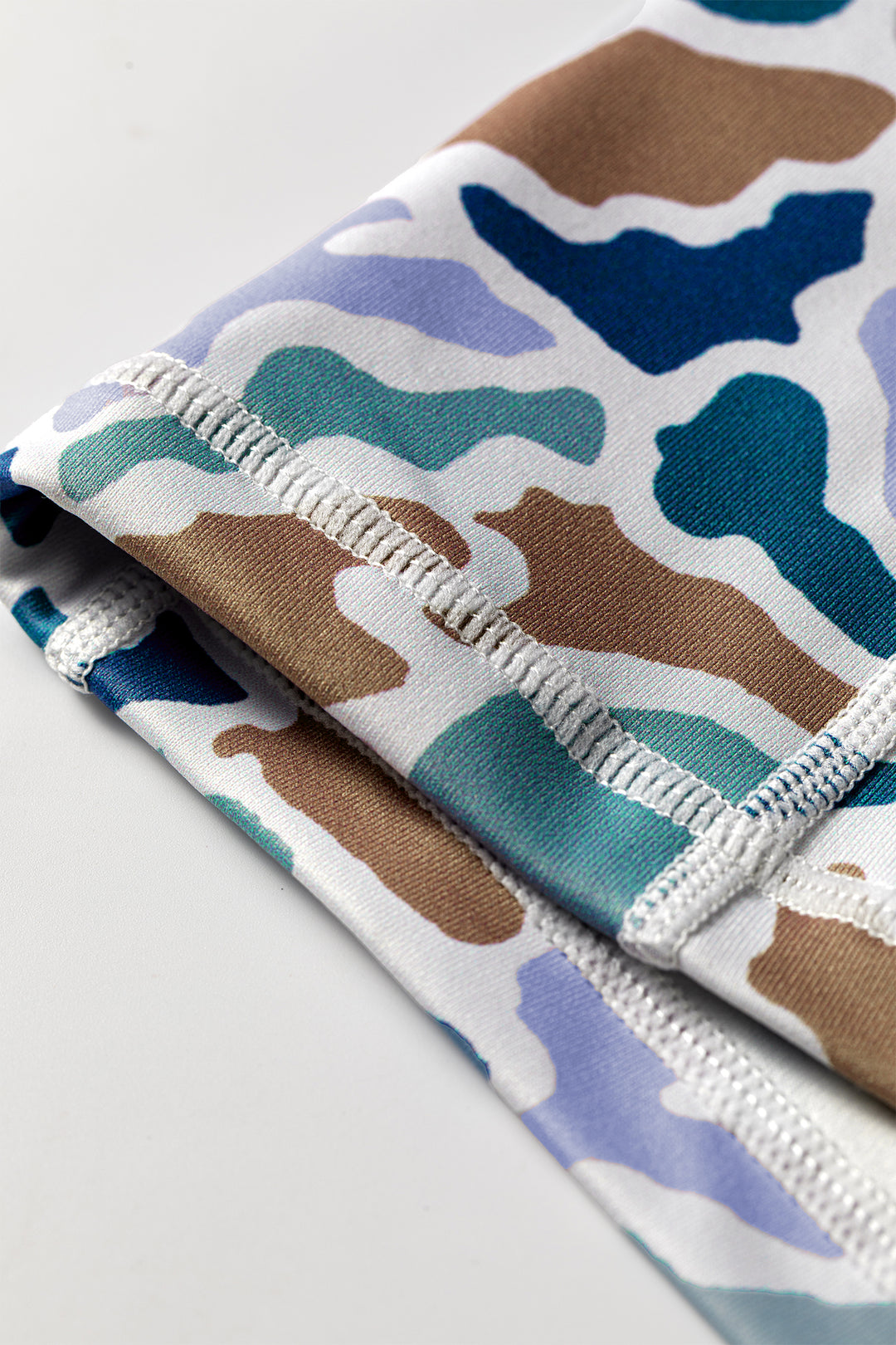 Sky Blue Abstract Camo Printed Seam Detail Biker Shorts
