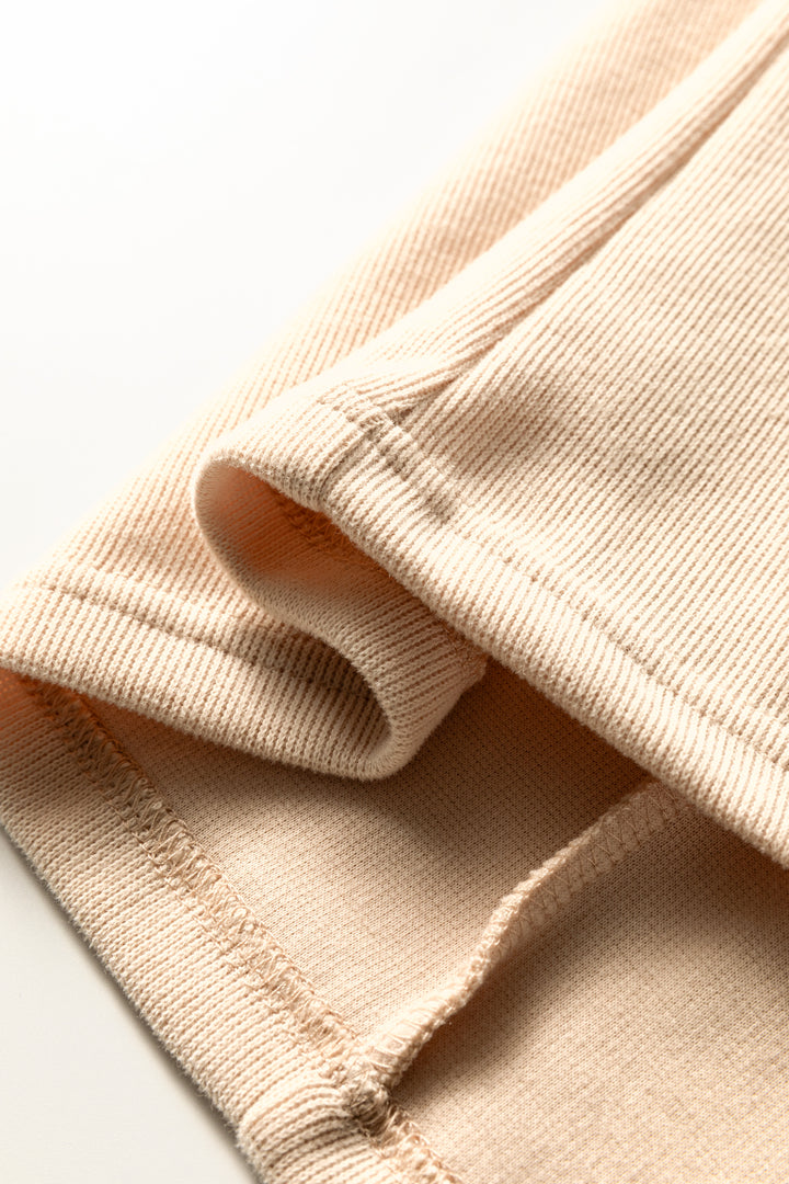 Parchment Leopard Trim Zipped Short Sleeve Casual Set