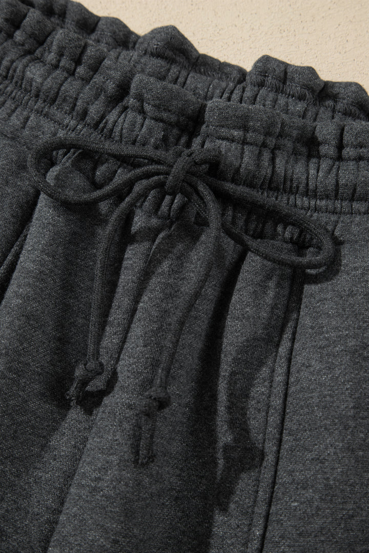 Carbon Grey Solid Colorblock Jogger Pants Set