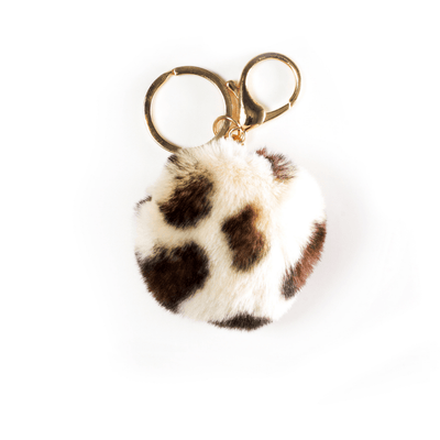 shea leopard pom pom keychain