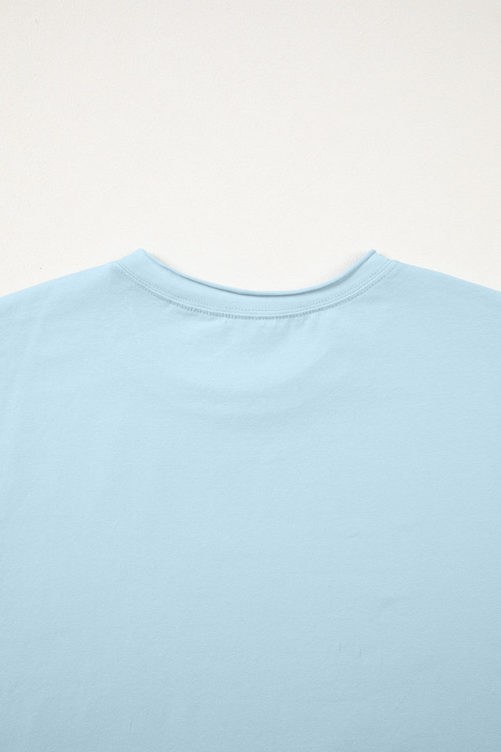 Myosotis Solid Color Round Neck Casual T Shirt
