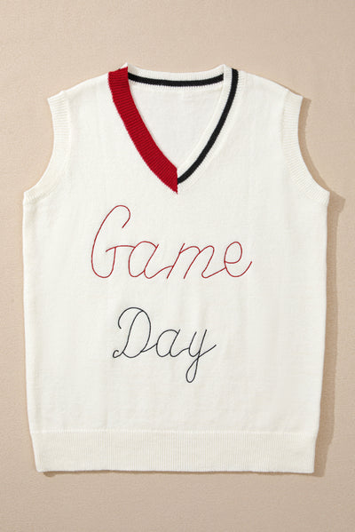 White Vintage Game Day Sweater Vest