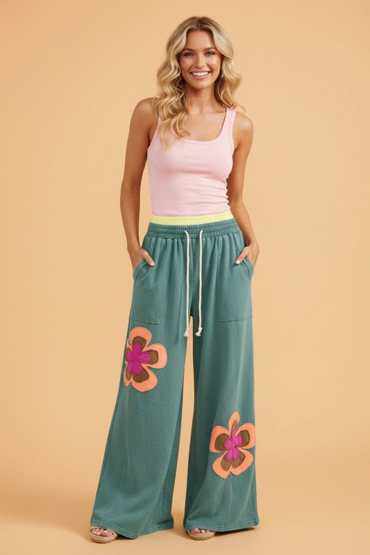 Petal Patchwork Wide Leg Pants