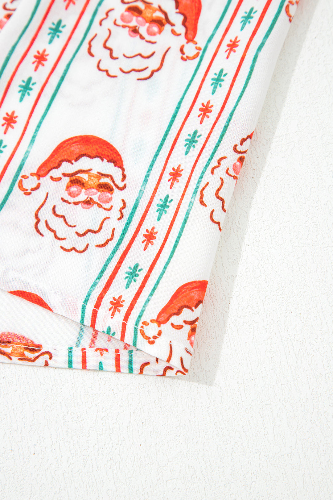 White Father Christmas Contrast Collar Button Front Long Sleeve A-line Mini Dress