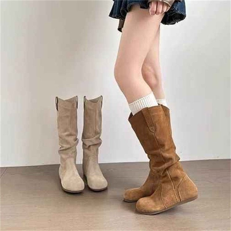 🖤 Creeper Knight Flat Heel Cowboy Boots for Women