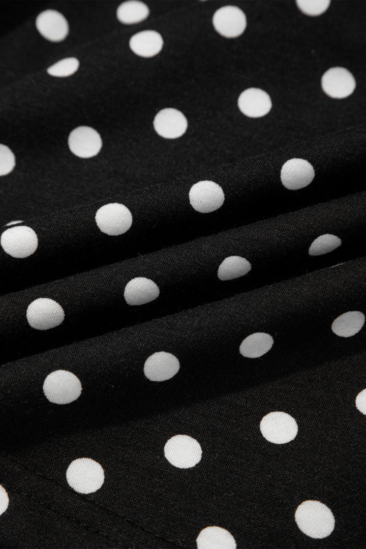 Black Polka Dot Drawstring Casual Mini Skort