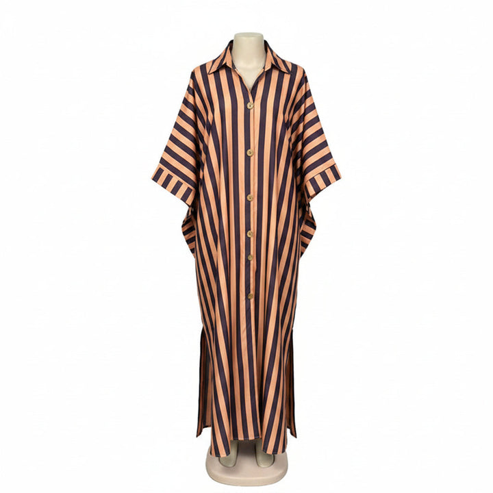 African-Inspired Striped Loose Long Dress | One Size 5 Colors