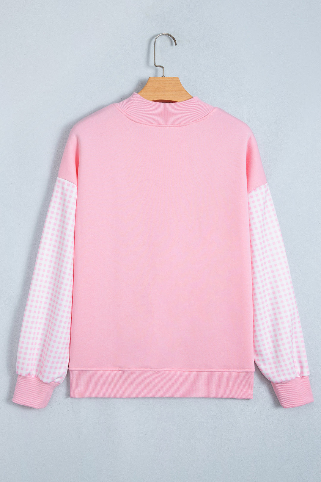 Evergreen Plaid Sleeve Colorblock Loose Tunic Sweatshirt