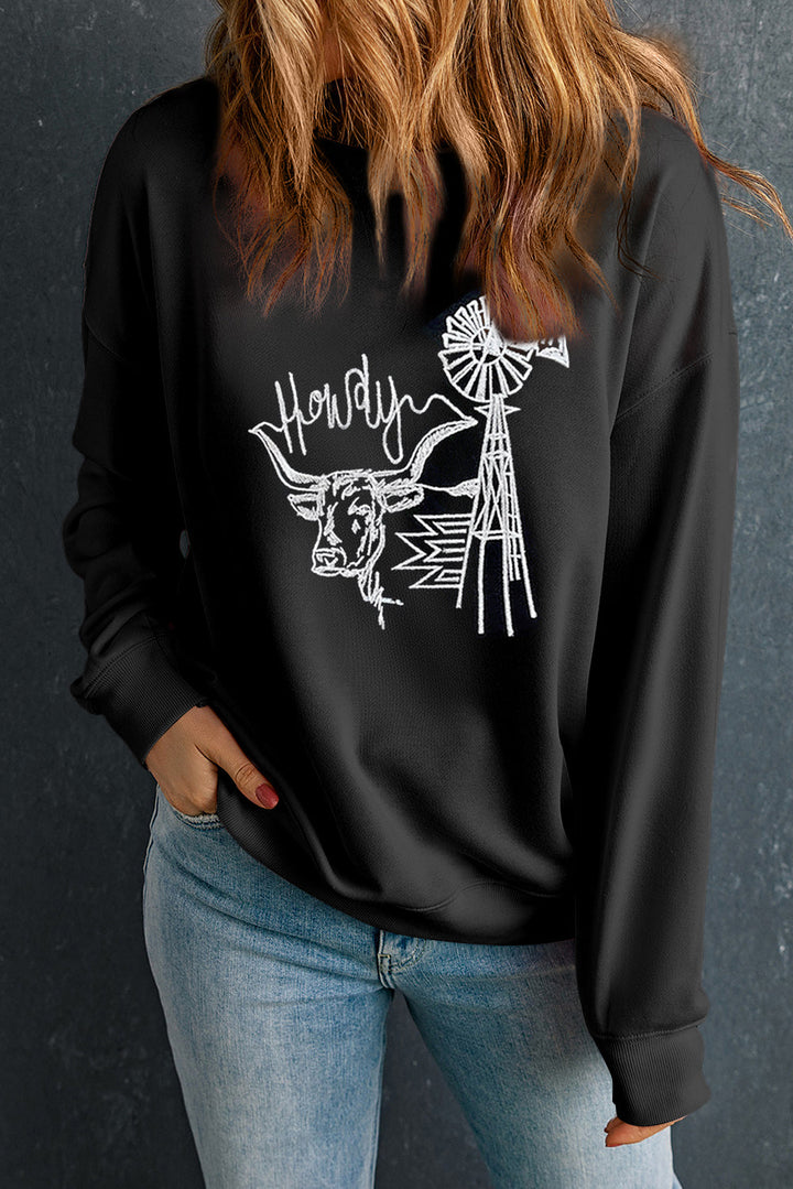 Adanique Cow Western Graphic Sweatshirt