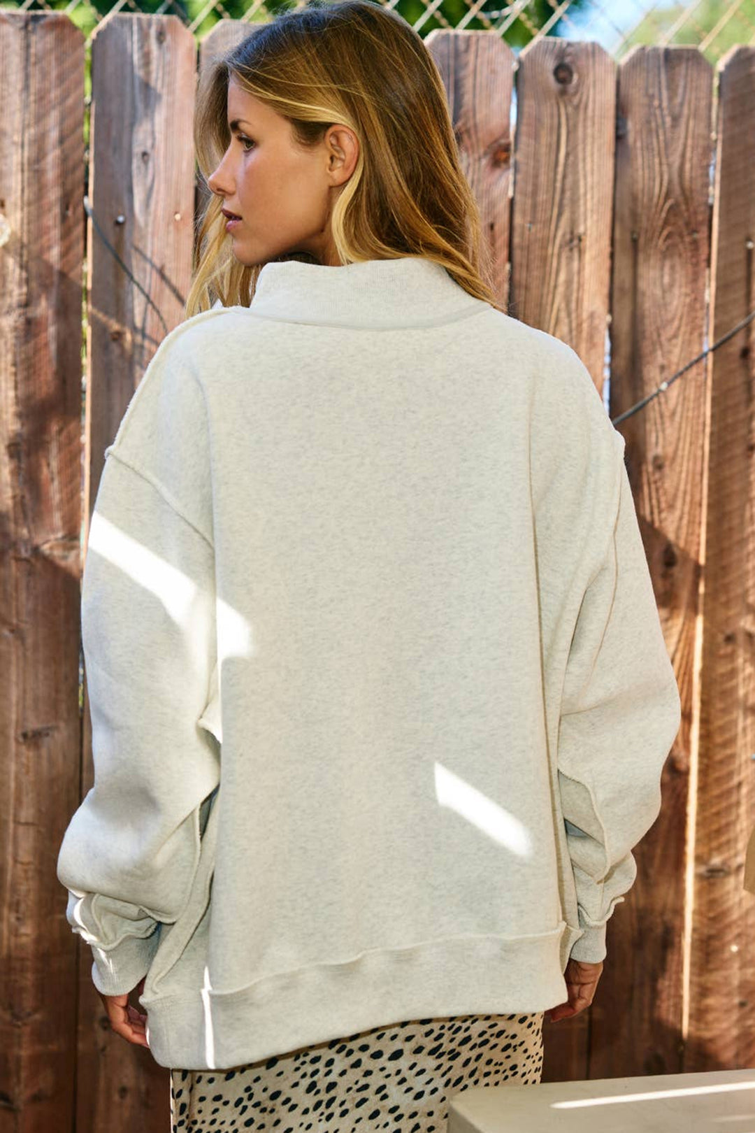Light Grey Jesus Slogan Stand Neck Long Sleeve Oversized Tunic Plus Size Sweatshirt