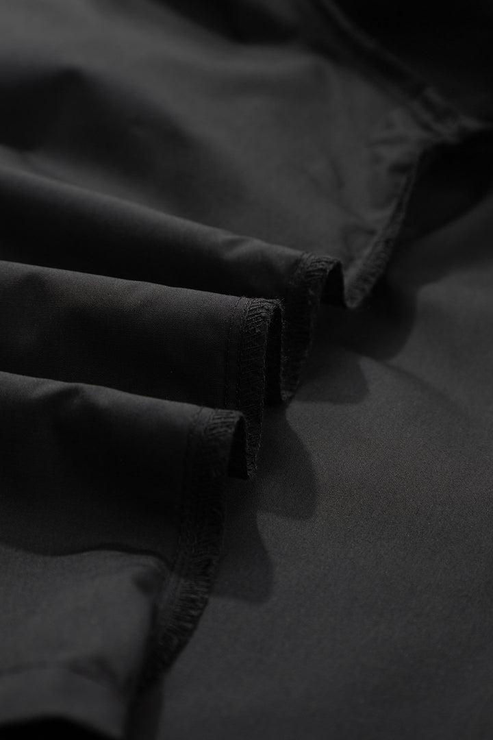 Black Plus Size Split Neck Leopard Trim Flounced Long Sleeve Blouse