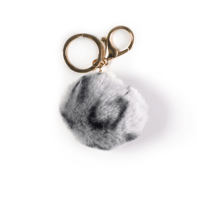 shea leopard pom pom keychain