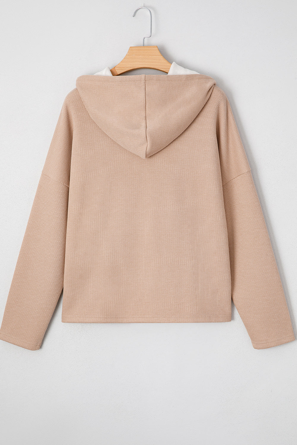 Parchment Thermal Textured Leopard Drawstring Baggy Hoodie