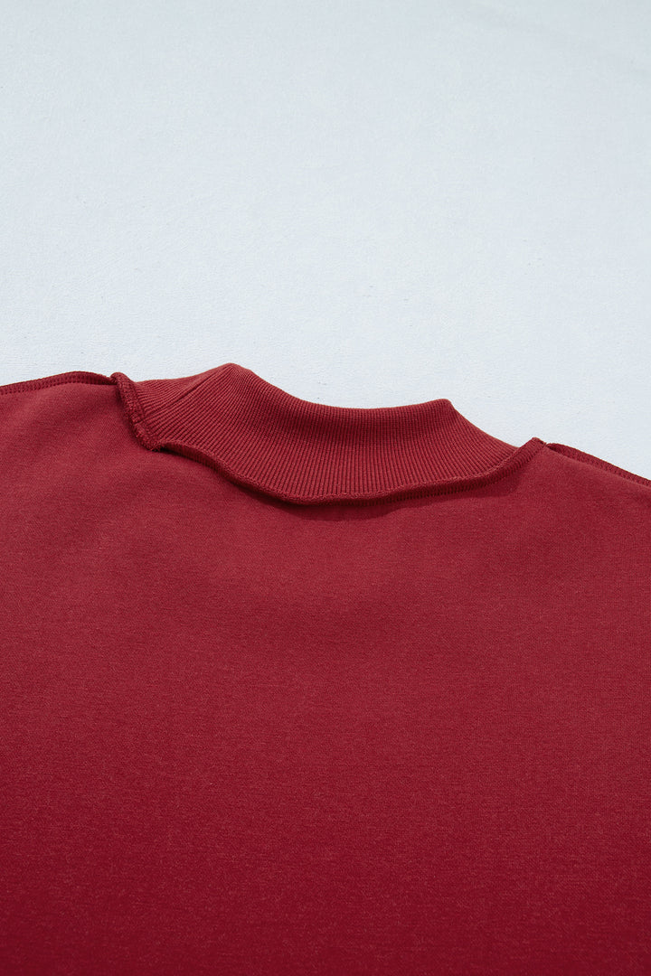 Carrot Oversize Drop Shoulder Reversible Mock Neck Sweatshirt