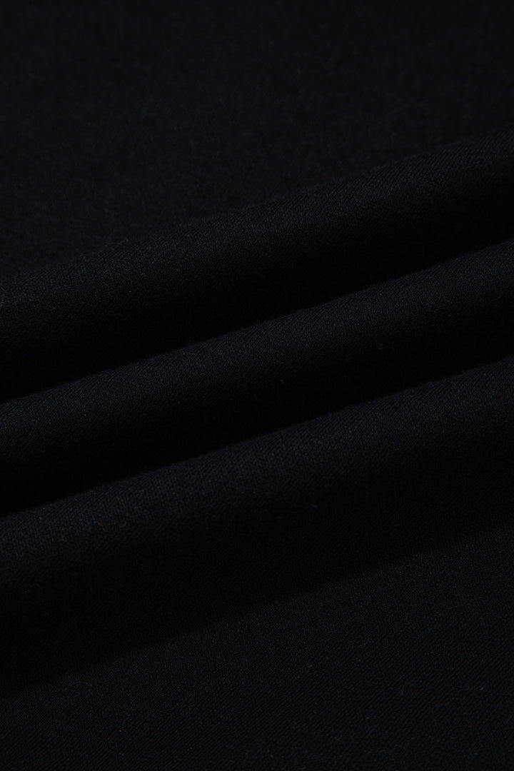 Black Oversize Drop Shoulder Reversible Mock Neck Sweatshirt