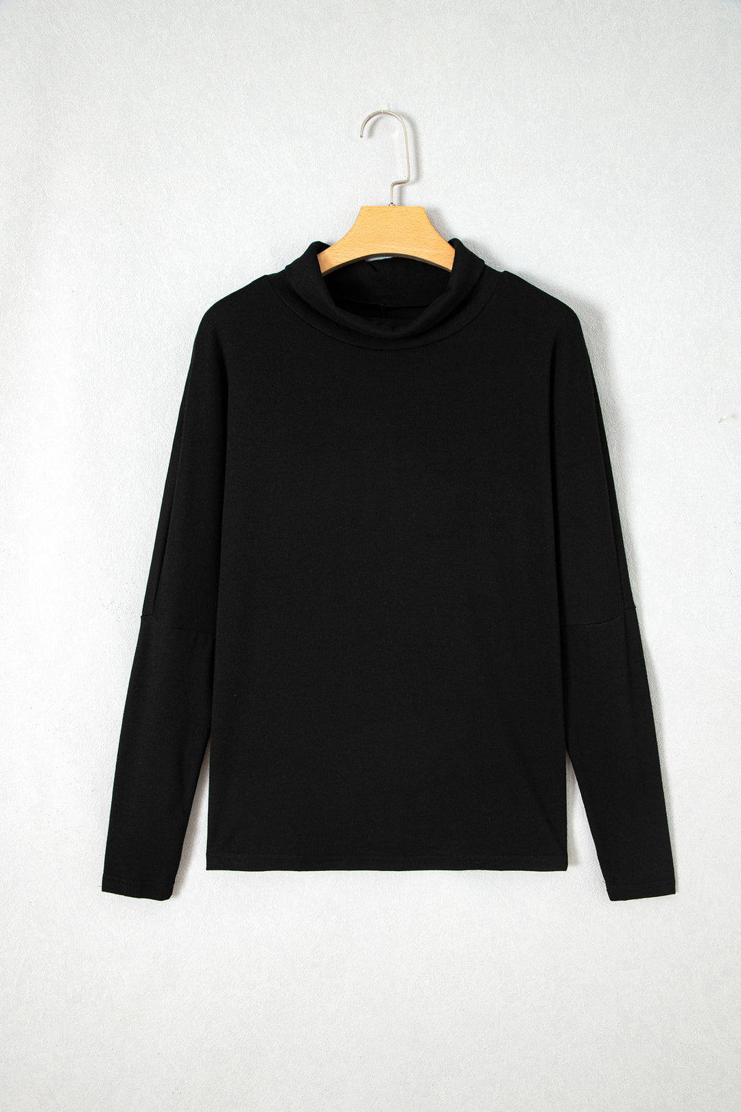 Black High Neck Long Sleeve Top