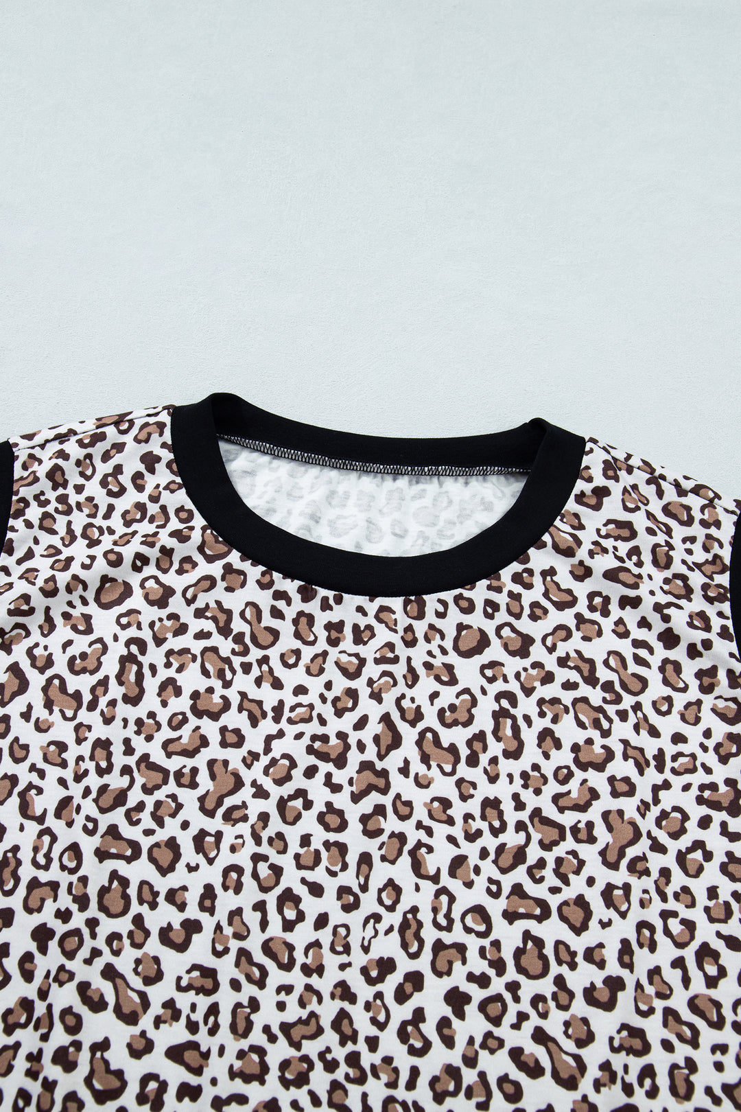 Khaki Contrast Trim Plus Size Leopard Vest