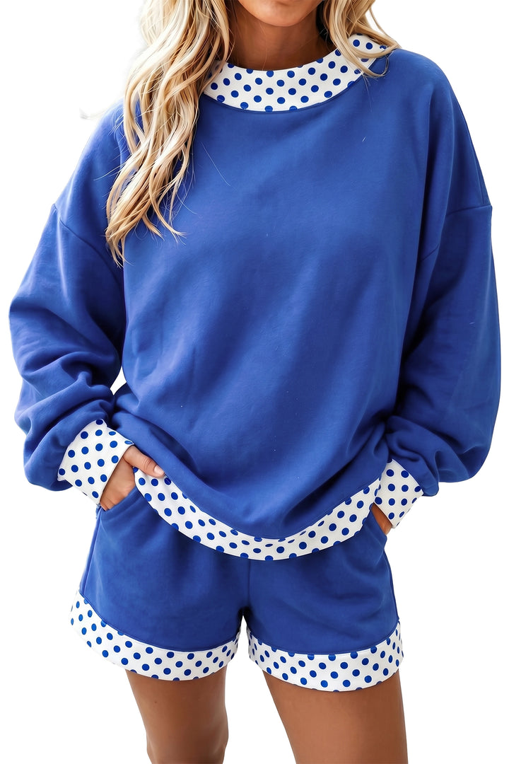Carrot Gingham Trim Baggy Pullover 2pcs Short Set