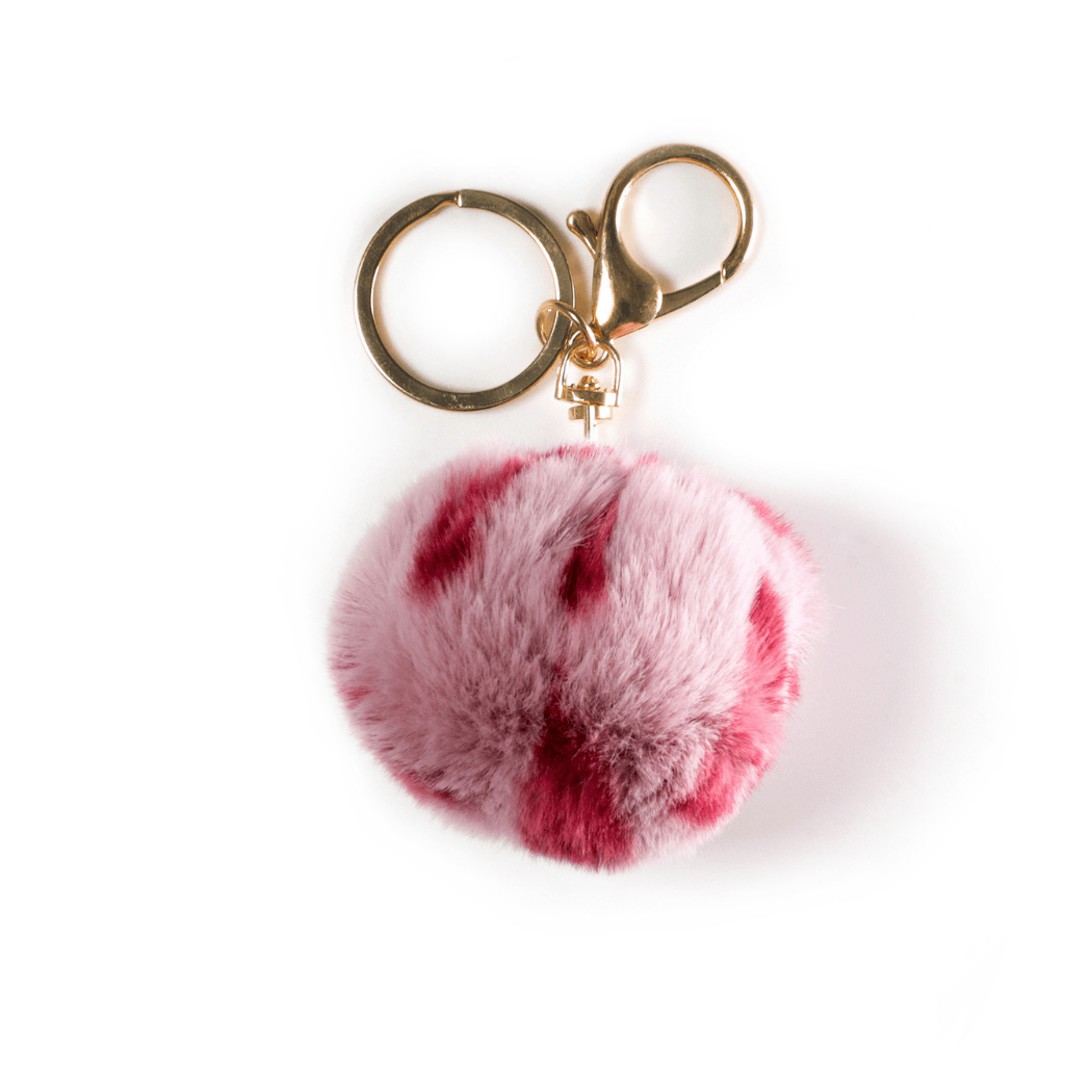 shea leopard pom pom keychain