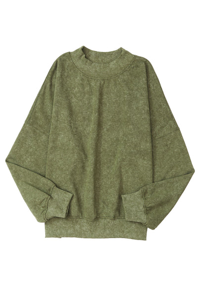 Green Drop Shoulder Crew Neck Pullover Sweatshirt