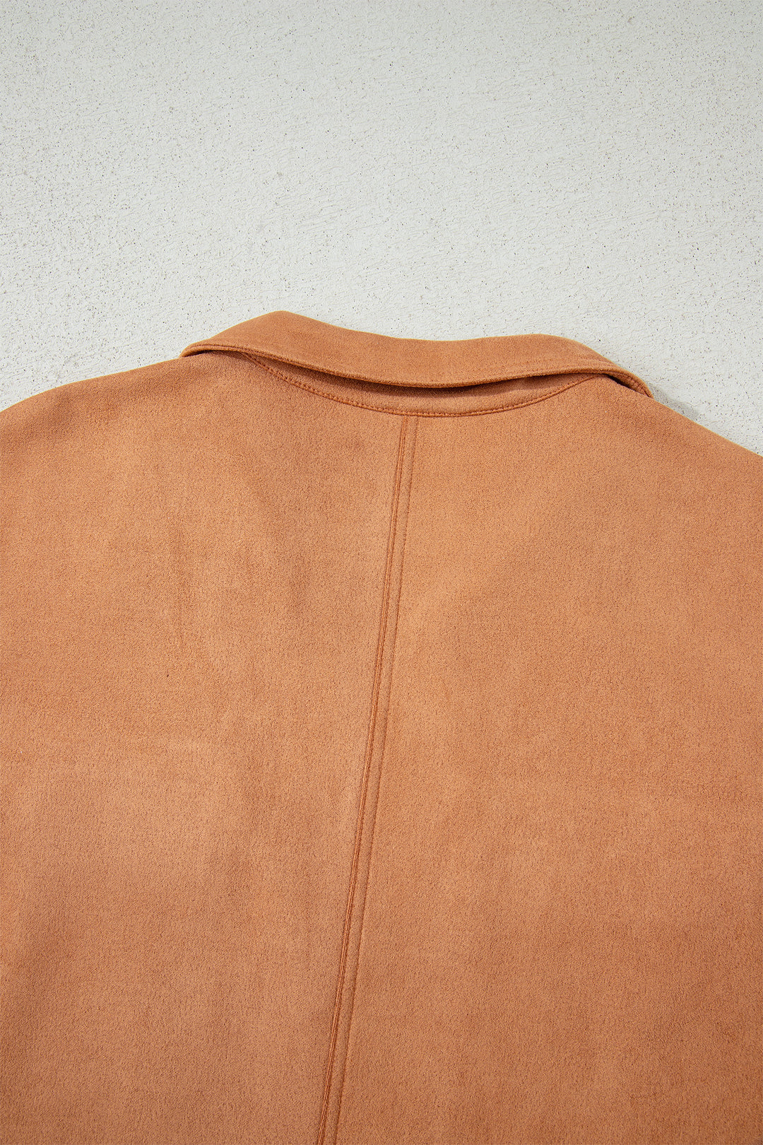 Thai Curry Collared V Neck Faux Suede Short Sleeve Shift Mini Dress